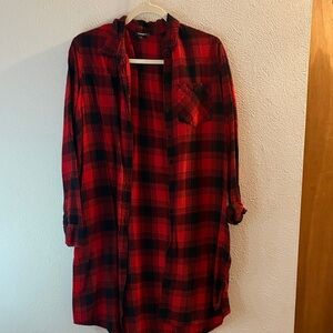 Express Red and Black Plaid Tunic